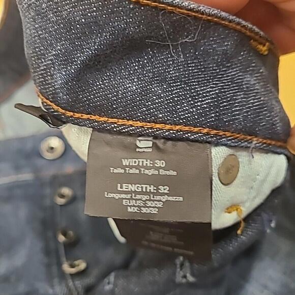 G Star Raw Jeans 30x30 Blue 3301 Slim Fit Button Fly Stretch Dark Wash Indigo - Picture 5 of 9